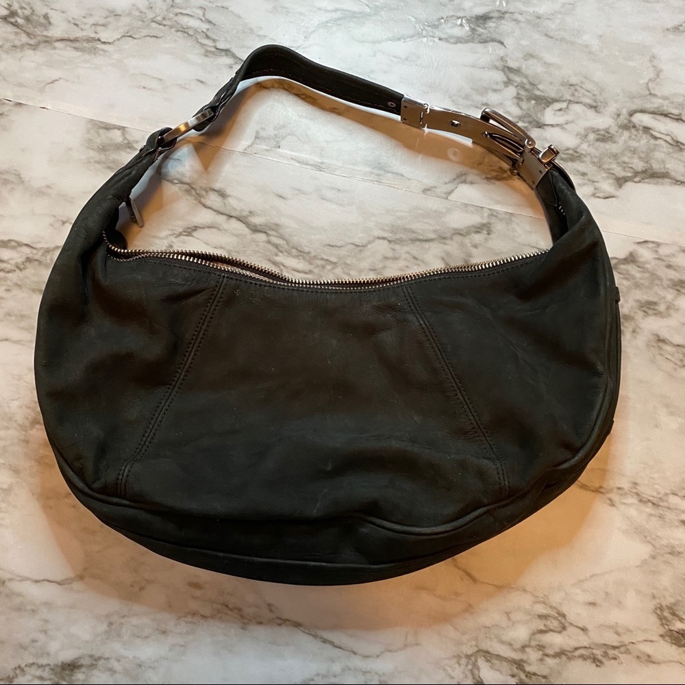 Junior Drake Black Suede Shoulder Bag Hobo Purse Adjustable Strap - Picture 8 of 8